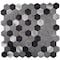 Apollo Tile Sample, 1.25" Silver/Grey/Black Hexagon 11.25"X11.25" Peel&Stick Tile TCPLST9903 Sample - alternate 1